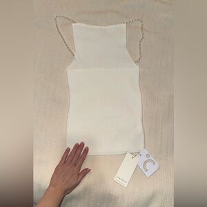 NWT Commense Cream Ribbed Tank Top
